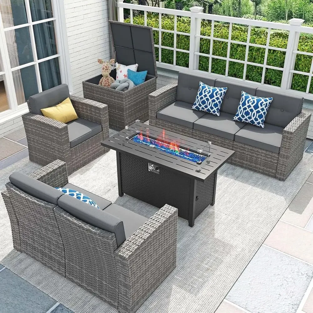 Outdoor Furniture With Fire Pit - Комплект садовой мебели из 8 предметов