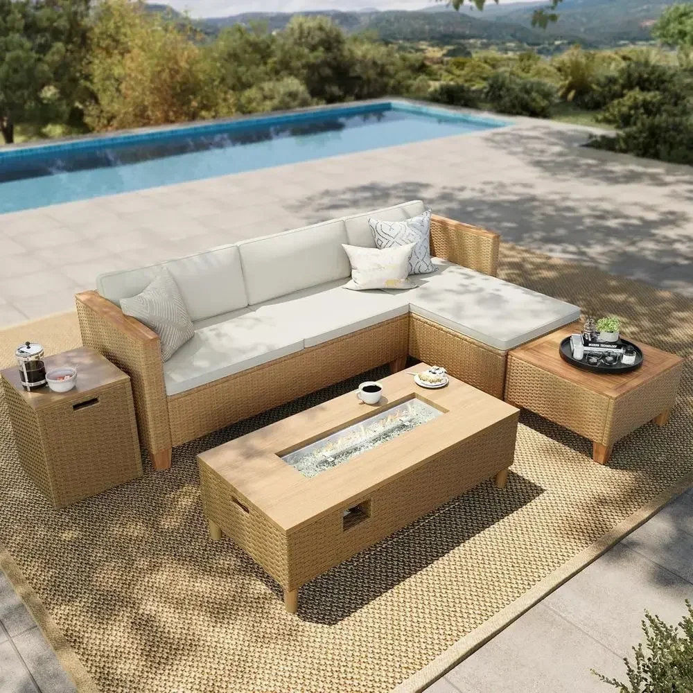 Outdoor Furniture Yellow - 4-местный уличный секционный комплект из искусственного