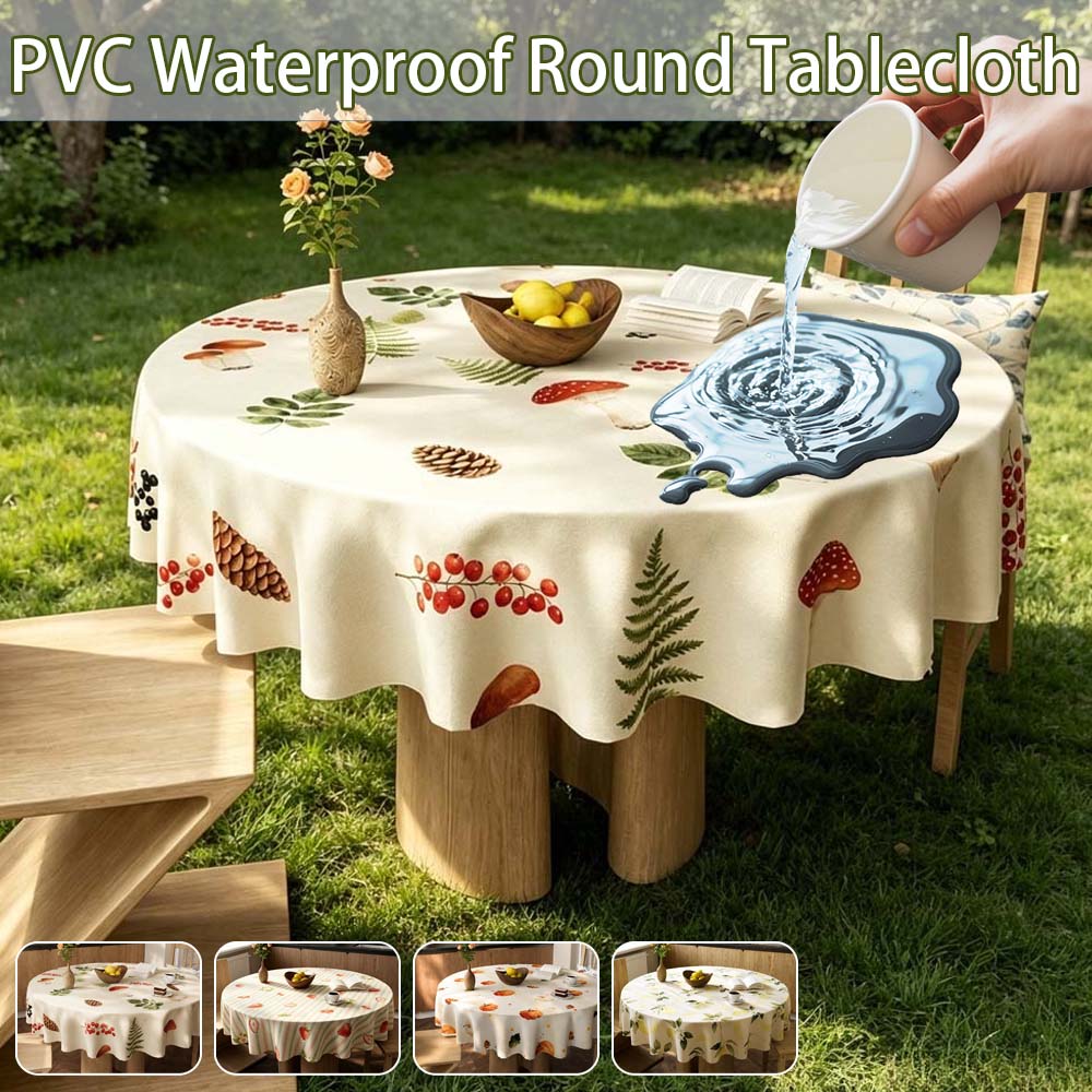 Outdoor Furniture Year Round - Многоразовая круглая скатерть из ПВХ, водонепроницаемая,