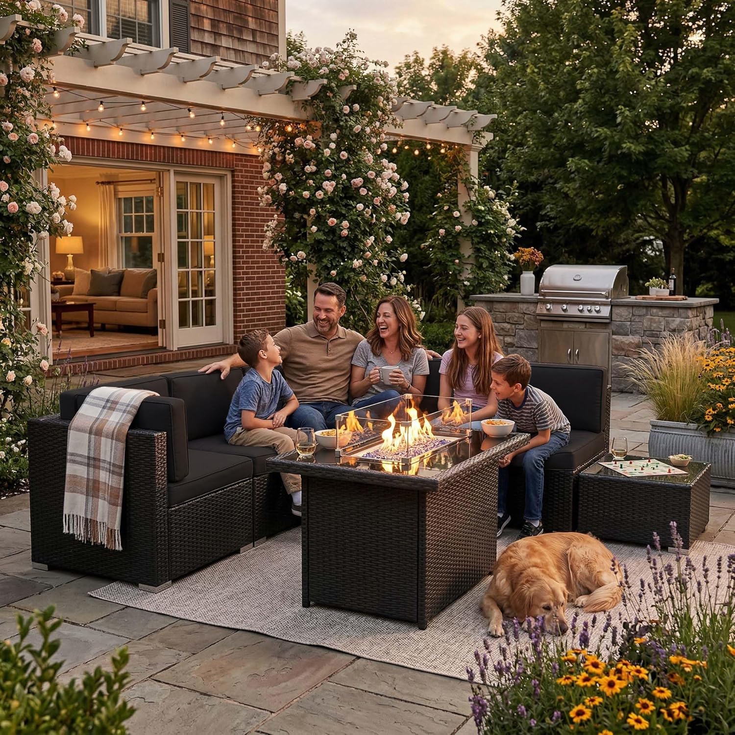 Комплект садовой мебели из 8 п – обзор и цена Outdoor Furniture With Fire Pit