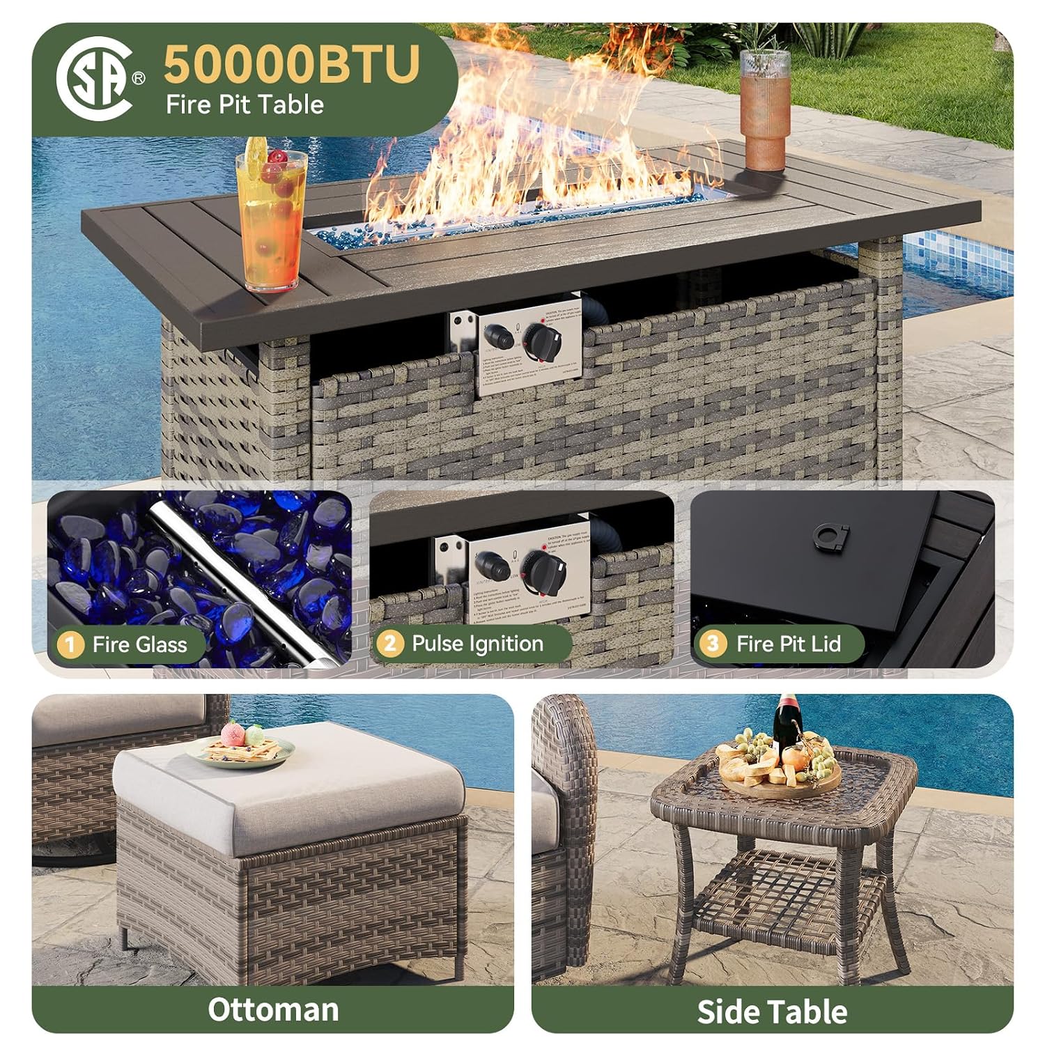 7-местный комплект мебели для  – обзор и цена Outdoor Furniture With Fire Pit