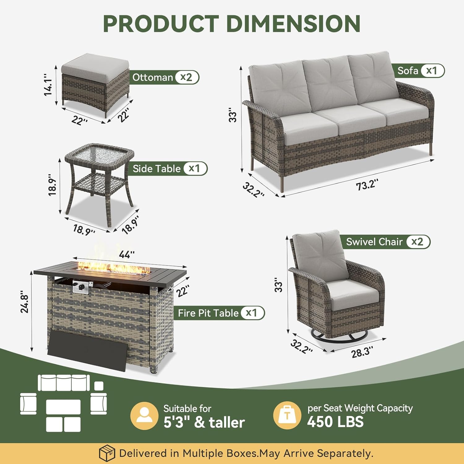 7-местный комплект мебели для  – обзор и цена Outdoor Furniture With Fire Pit