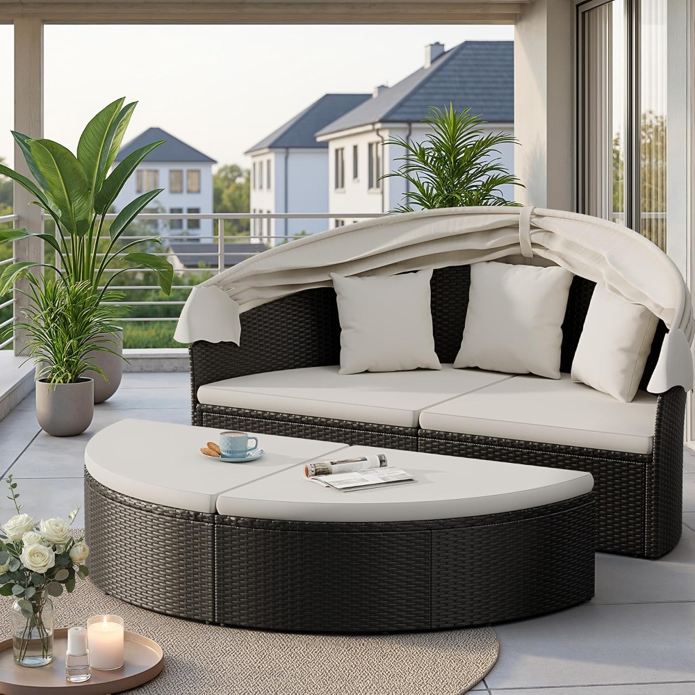 Плетеная круглая кушетка из ро – обзор и цена Outdoor Daybed Sofa
